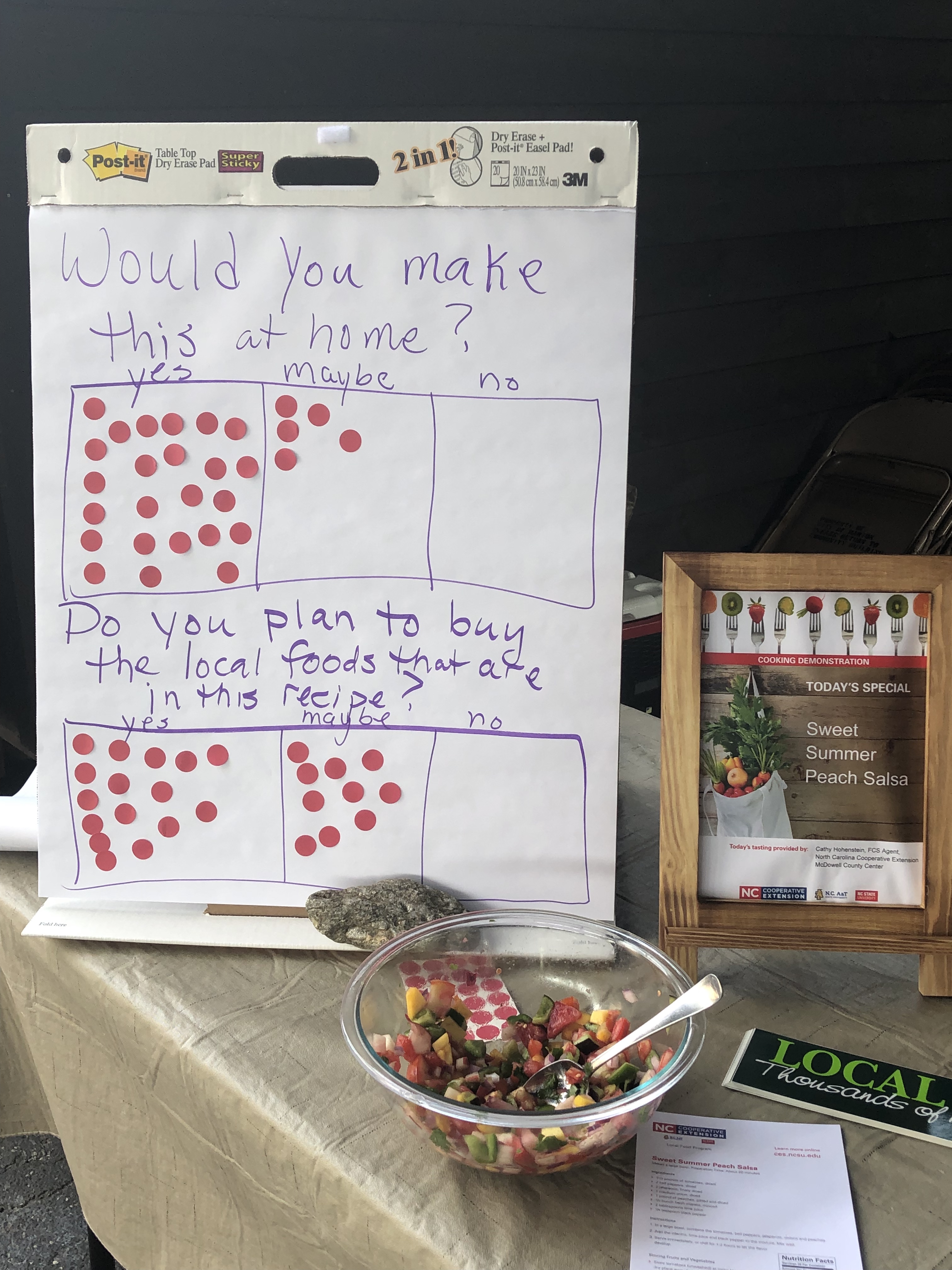 Dot survey board during a local food demonstration