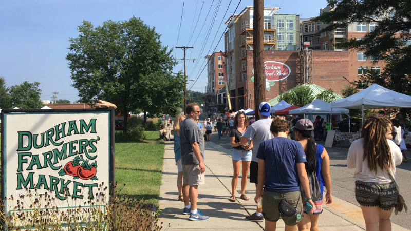 The Durham Farmers' Market in downtown Durham.