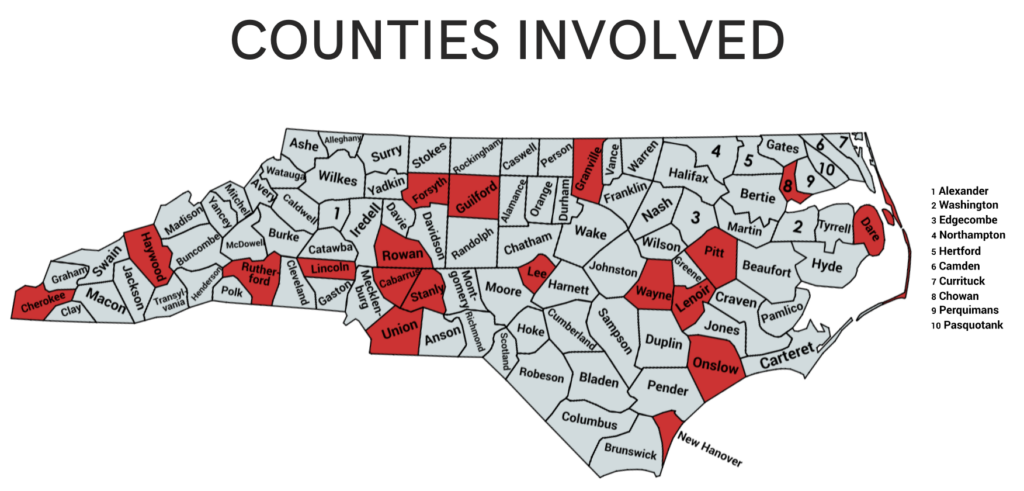 Map of Counties Involved in DS